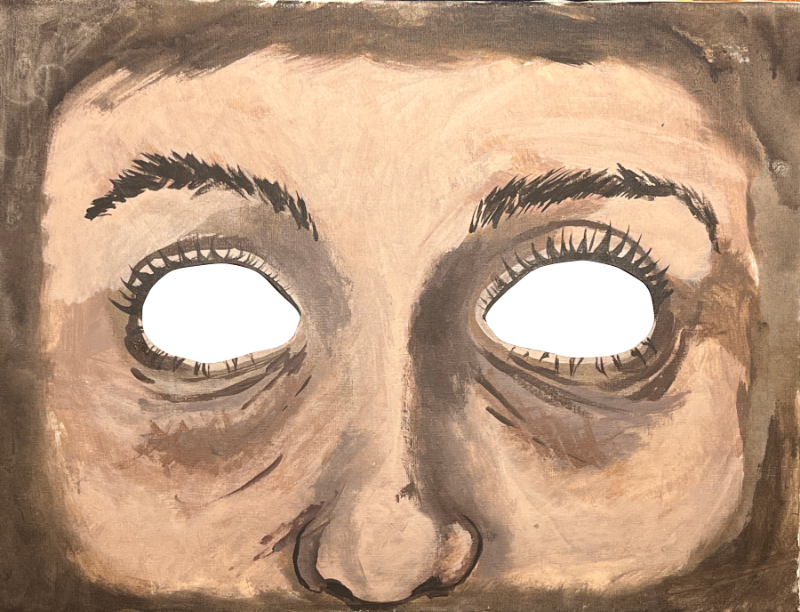 Detalhe de uma tela cinética com olhos móveis